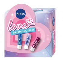 Nivea Love Essential Trio pomadki do ust Original + Overnight Care + Blackberry Shine 3x4,8g