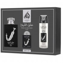 Lattafa Ishq Al Shuyukh Silver Woda perfumowana 100ml spray + Woda perfumowana 20ml spray + Dezodorant 200ml spray