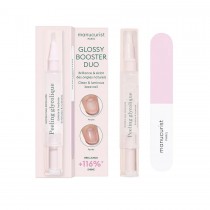 Manucurist Glossy Booster Duo Peeling Pen peeling z kwasem glikolowym + Mini Nail Buffer tr�jstronna polerka