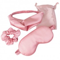 Ecarla zestaw satynowych akcesori�w kosmetycznych opaska + opaska na oczy + gumka do w�os�w + woreczek