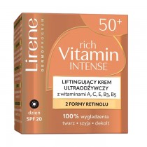 Lirene Rich Vitamin Intense liftinguj�cy krem od�ywczy z witaminami A,C,E,B3,B5 na dzie� SPF20 50ml