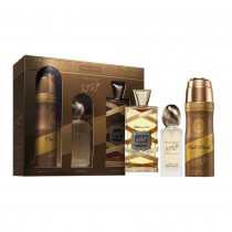 Lattafa Oud Mood Elixir Woda perfumowana 100ml spray + Mgie�ka do w�os�w 50ml + Dezodorant 200ml spray