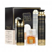 Lattafa Khamrah Woda perfumowana 100ml spray + Dezodorant 200ml spray + Od�wie�acz powietrza 300ml