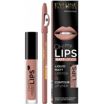 Eveline Oh My Lips Liquid Matt Lipstick&Contour Lip Liner matowa pomadka i konturwka 4,5ml + 01 Neutral Nude