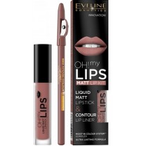 Eveline Oh My Lips Liquid Matt Lipstick&Contour Lip Liner matowa pomadka i konturwka 4,5ml + 02 Milky Chocolate