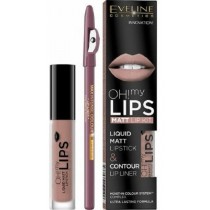 Eveline Oh My Lips Liquid Matt Lipstick&Contour Lip Liner matowa pomadka i konturwka 4,5ml + 08 Lovely Rose