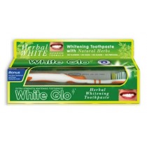 White Glo Herbal Whitening Toothpaste zioowa pasta do zbw 100ml + szczoteczka do zbw