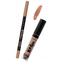 Lovely K`Lips Matte Liquid Lipstick & Lip Liner zestaw do wykonywania makijau ust 4 Neutral Beauty