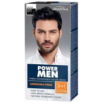 Joanna Power Men Color Cream 3in1 Hair Beard Moustache 01 Black 30g