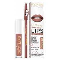 Eveline Oh My Lips Liquid Matt Lipstick&Contour Lip Liner matowa pomadka i konturwka 4,5ml + 12 Praline Eclair